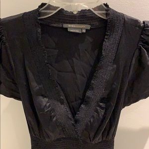 BCBG MAXAZRIA Black Silk Low Cut Dress